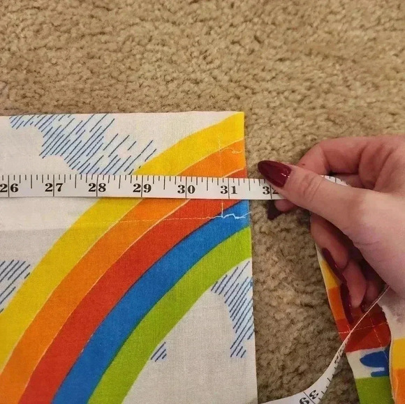 Vintage Disney Set Of 4 Curtains Rainbow Clouds Donald Duck Mickey Mouse #P290 - Picture 3 of 6